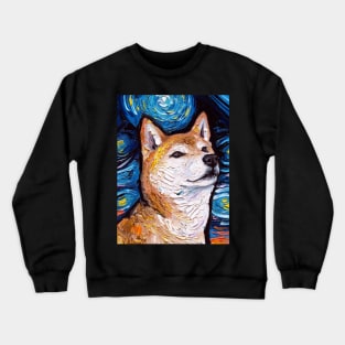 Shiba Inu Night 2 (Portrait) Crewneck Sweatshirt